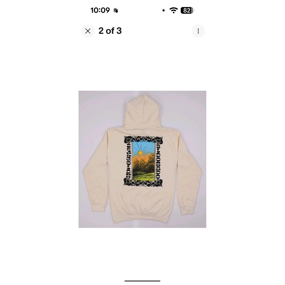 El Dorado Sun Logo Hoodie Cream Men's M New‎ Streetwear Graphic Pullover NEW